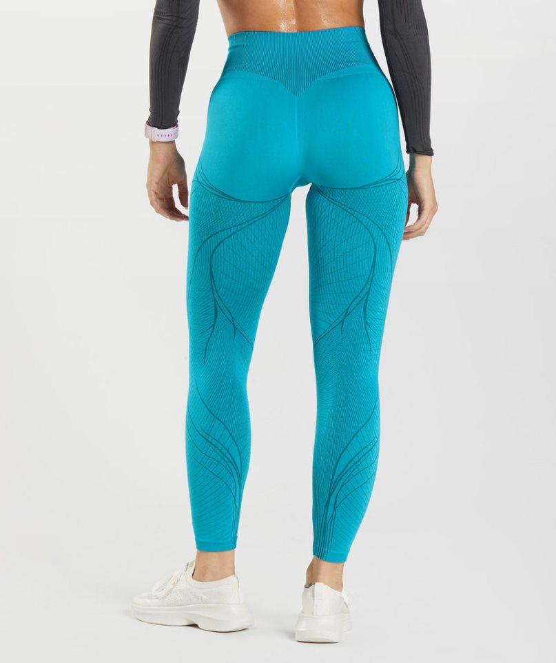 Legginsy Gymshark Apex Seamless Damskie Turkusowe | PL 759OFD